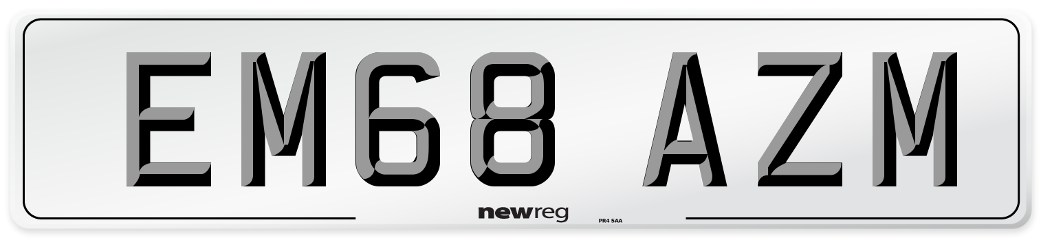 EM68 AZM Number Plate from New Reg
